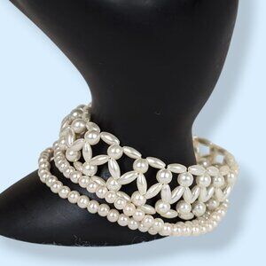 Set of 3 Faux Pearl Stretch Bracelets